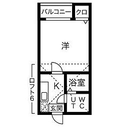 サンシティ 1Kの間取図画像
