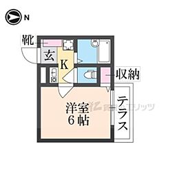 JR関西本線 王寺駅 徒歩7分の賃貸アパート 1階1Kの間取り