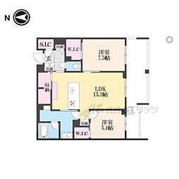 シャトードール　プレミア 4階2LDKの間取り