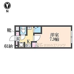 セカンドハウス88B棟 1Kの間取図画像