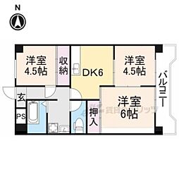 近鉄天理線 天理駅 徒歩2分の賃貸マンション 4階3DKの間取り