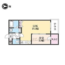 近鉄橿原線 近鉄郡山駅 徒歩7分の賃貸アパート 1階1LDKの間取り