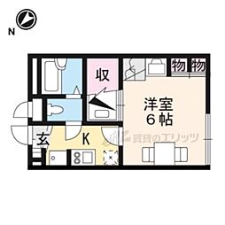 レオパレスコスモ 2階1Kの間取り