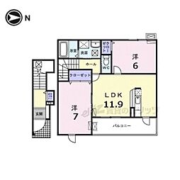 アライブＳ＆Ｎ 2階2LDKの間取り