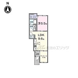 JR桜井線 京終駅 徒歩26分の賃貸アパート 1階1LDKの間取り
