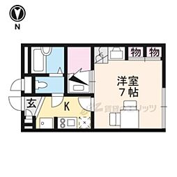 レオパレス城ノ内 2階1Kの間取り