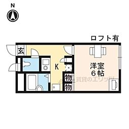 レオパレスエザーンスII 2階1Kの間取り
