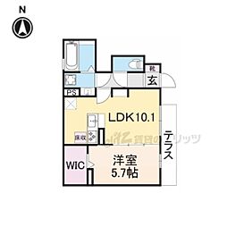 グレース北市 1階1LDKの間取り