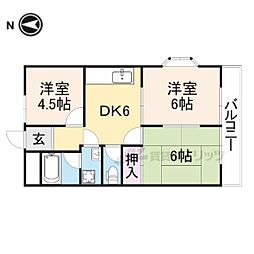 グランドライフ秋篠 3階3DKの間取り