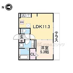 サニーソレイユ 1階1LDKの間取り