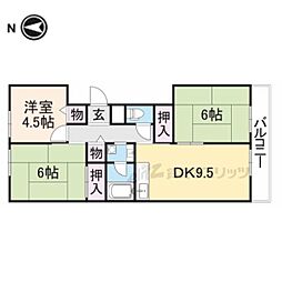 サンドミール 2階3DKの間取り