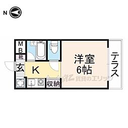 ウィンライフ若草山 103 1階1Kの間取り