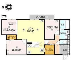 JR関西本線 奈良駅 徒歩10分の賃貸アパート 1階3LDKの間取り