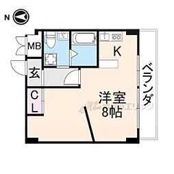 フラッツ小西 6階ワンルームの間取り