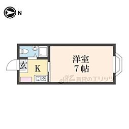 近鉄奈良線 新大宮駅 徒歩5分の賃貸マンション 4階1Kの間取り