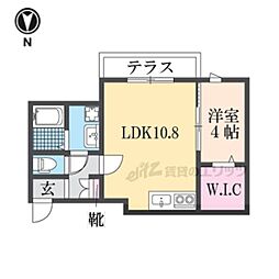 ソレイユビセレクト法蓮町IV 1階1LDKの間取り