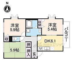 ディアハウス 2階3DKの間取り