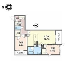 シャーメゾンフェリーチェ 2階2LDKの間取り