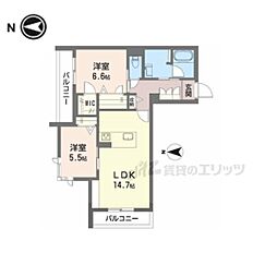 シャーメゾンフェリーチェ 4階2LDKの間取り