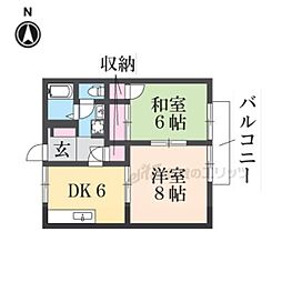 フレグランス2 2DKの間取図画像