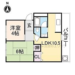 菅原三和マンション 2LDKの間取図画像