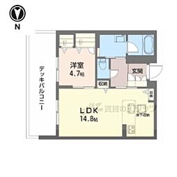 ジェイエイチエスプレミア西大寺 1LDKの間取図画像