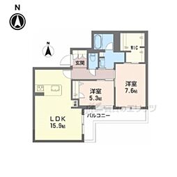 ジェイエイチエスプレミア西大寺 2LDKの間取図画像