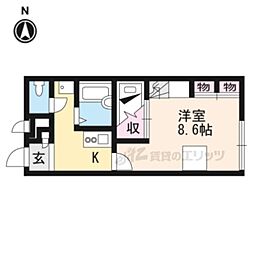JR桜井線 長柄駅 徒歩16分の賃貸アパート 2階1Kの間取り