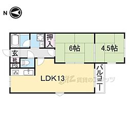 グリーンフィールド平城山 2LDKの間取図画像