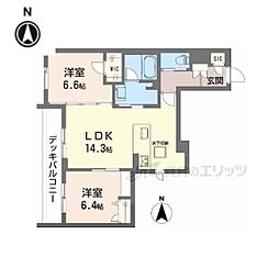 シャーメゾン やすらぎ 2LDKの間取図画像