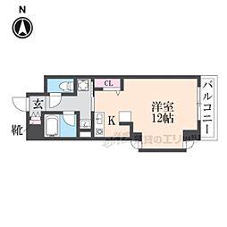 フレアコート奈良 ワンルームの間取図画像