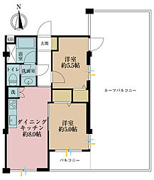 豊玉第2コーポラス 2DKの間取図画像