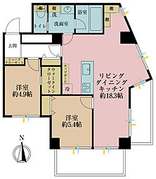 ライオンズマンション用賀台 2LDKの間取図画像