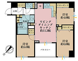 サンウッド東京茅場町パークフロント 3LDKの間取図画像
