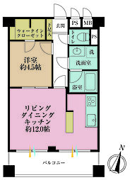 ライオンズマンション幡ヶ谷 1LDKの間取図画像