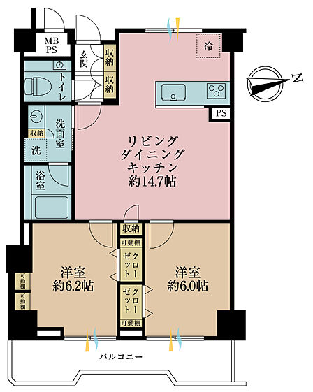 2LDK 間取り