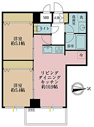 ライオンズマンション大森本町 2LDKの間取図画像