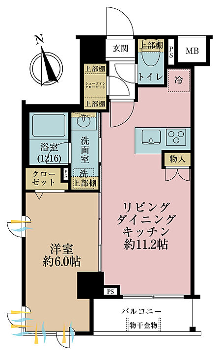 1LDK、専有面積40.4?、バルコニー面積3.52?
