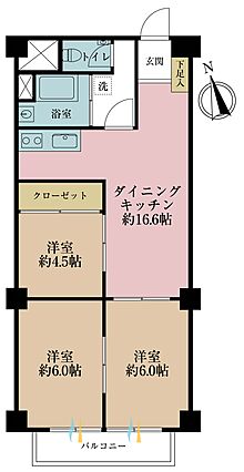 3DK、専有面...