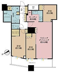 ザ・パークハウス西新宿タワー60 3LDKの間取図画像