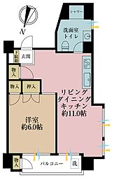 ハイライフ文京 1LDKの間取図画像