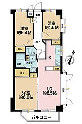 中銀竹の塚マンシオン 3LDKの間取図画像