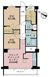 東建池袋要町マンション 2LDKの間取図画像