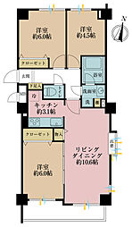 コスモ桜木町グランポール 3LDKの間取図画像