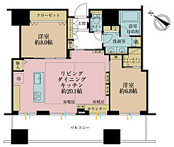 キャピタルゲートプレイスザ・タワー 2LDKの間取図画像