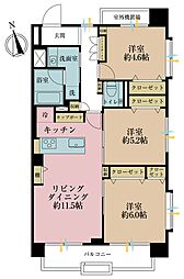 グリーンパーク第15綾瀬 3LDKの間取図画像