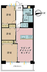 芦花公園スカイハイツ 3LDKの間取図画像