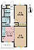 間取り：2DK、専有面積46.17m2、バルコニー面積4.05m2