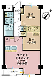 ビバルディ・ヒル 2LDKの間取図画像
