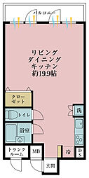 リレント日本橋 ワンルームの間取図画像